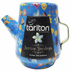 Čaj TARLTON Tea Pot  Jasmine Teardrops - sypaný zelený čaj s kousky ovoce v plechové konvičce 100g