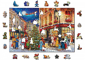 Puzzle Vánoční ulice 2v1, dřevěné, 505 dílků