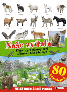 NAŠE ZVÍŘATA  – velký rozkládací plakát, 80 samolepek