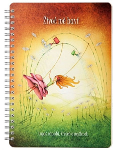 Kroužkový blok ŽIVOT MĚ BAVÍ A5, čistý, 50 listů