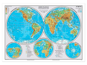 Zemské polokoule obecně geografická mapa