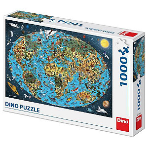 Puzzle 1000 XL Kreslená mapa světa