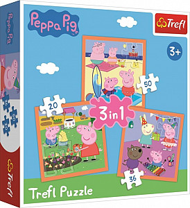 Puzzle Prasátko Peppa Úžasné nápady 3v1