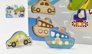 Vkládačka/Puzzle deskové obrysové dopravní prostředky dřevo