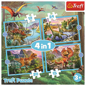 Puzzle Jedineční dinosauři 4v1 (12,15,20,24 dílků)