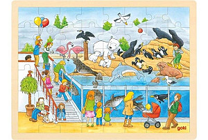 Dřevěné puzzle Návštěva Zoo 48 dílků