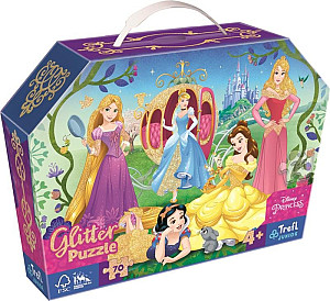 Trefl Puzzle v kufříku Disney: Šťastné princezny 70 dílků Třpytivé