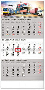 Kalendář 2024 nástěnný: 3měsíční Spedice šedý - s českými jmény, 29,5 × 43 cm
