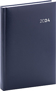 Diář 2024: Balacron - modrý tmavě, denní, 15 × 21 cm