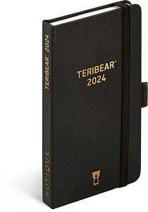 Diář 2024: Teribear - černý, kapesní, 9 × 15,5 cm