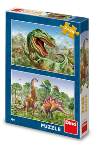 Puzzle 2x48 Souboj dinosaurů