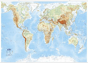 Svět státy a reliéf, nástěnná mapa