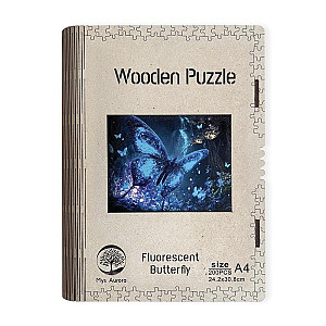 Dřevěné puzzle Fluorescent Butterfly A4