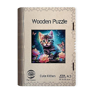 Dřevěné puzzle Roztomilé kotě A4