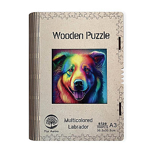 Dřevěné puzzle Barevný labrador A3
