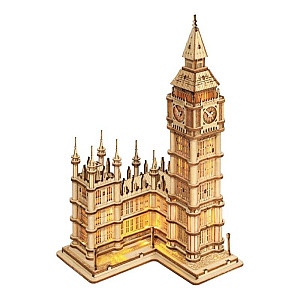 3D dřevěné puzzle svítící Tower Bridge
