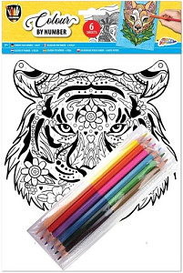 Malování podle čísel A4, pastelky Tygr