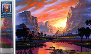 Diamantové malování Horské údolí