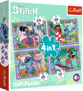Puzzle Lilo&Stitch Bláznivý den 4v1 (35,48,54,70 dílků)