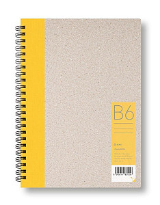 Kroužkový zápisník B6, linka, žlutý, 50 listů