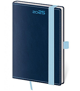 Diář 2025 týdenní kapesní Double Blue s poutkem na propisku
