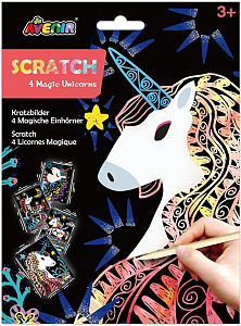 Škrabací obrázky 4 ks Jednorožec
