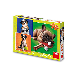 Puzzle 3x55 Psí sportovci