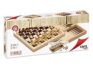 Sada 3 v 1 Šachy, dáma a vrhcáby