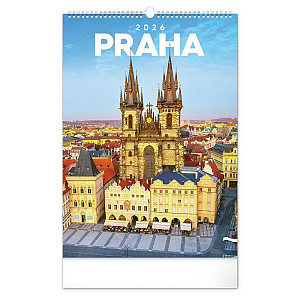 Kalendář 2026 nástěnný: Praha, 33 x 46 cm