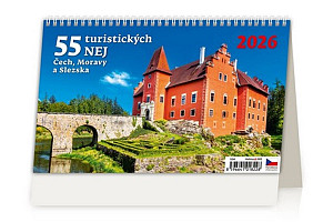55 turistických nej Čech, Moravy a Slezska 2026 - stolní kalendář