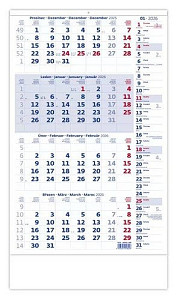 Čtyřměsíční kalendář modrý s poznámkami - nástěnný kalendář