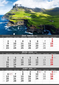 Tříměsíční kalendář Pobřeží 2026 - nástěnný kalendář
