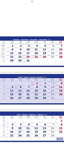 Tříměsíční kalendář skládaný modrý 2026 - nástěnný kalendář