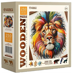 Dřevěné puzzle Jemný lví král 250 dílků