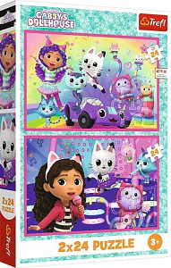 Puzzle Gábinin kouzelný domek Zábava s Gabby 2x24 dílků