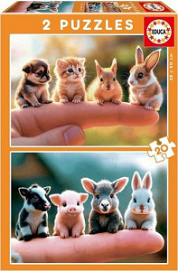 Puzzle Malá zvířátka 2x20 dílků