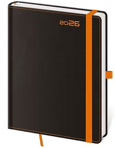 Denní diář 2026 A5 Black Orange s poutkem