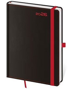 Týdenní diář 2026 B6 Black Red s poutkem