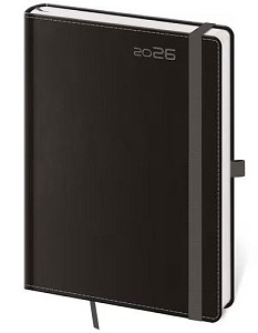 Týdenní diář 2026 B6 Double Black s poutkem