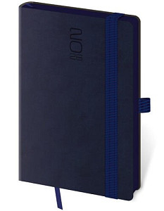 Kapesní diář 2026 Memory tmavě modrý s gumičk