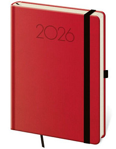 Denní diář 2026 A5 New Praga červený s gumičkou