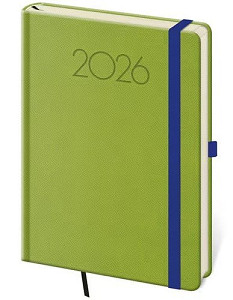 Denní diář 2026 A5 New Praga zelený s gumičkou