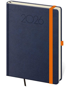Týdenní diář 2026 A5 New Praga modrý s gumičkou