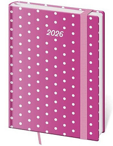 Denní diář 2026 B6 Vario Pink s gumičkou