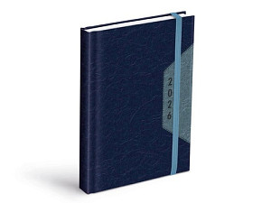 Diář 2026 D801 PU blue/dark blue s gumkou