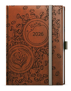 Týdenní diář 2026 Prokop Vivella extra B6 hnědá Káva