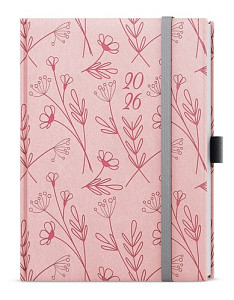 Týdenní diář 2026 Prokop Vivella extra B6 pastelově růžová Kvítí