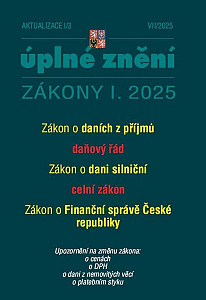 Aktualizace I/3 2025 O daních z příjmů, daňový řád