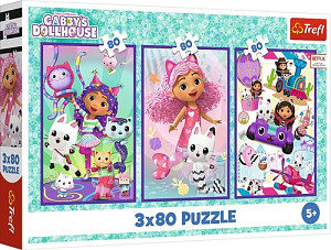 Puzzle Gábinin kouzelný domek Gábininy barevné dny 3x80 dílků