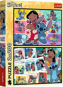 Puzzle Lilo a Stitch Šťastný život 2x200 dílků